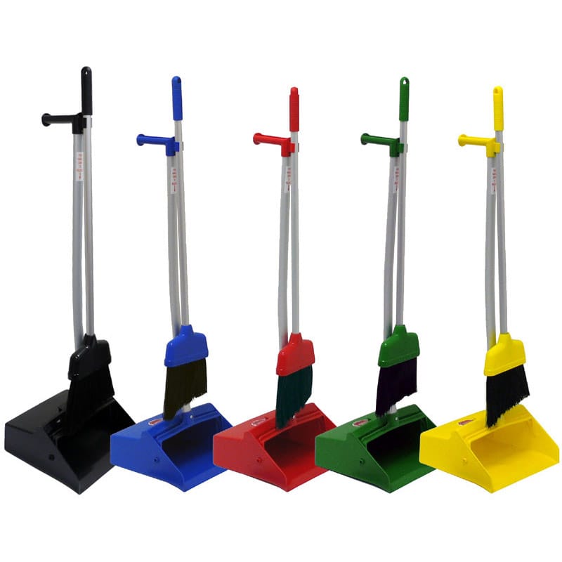 Lobby Dust Pan with Broom-Black